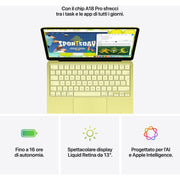 APPLE MacBook Neo 13'', Chip A18 Pro, 6 CPU 5 GPU, 8GB, 256GB, Magic Keyboard, Giallo
