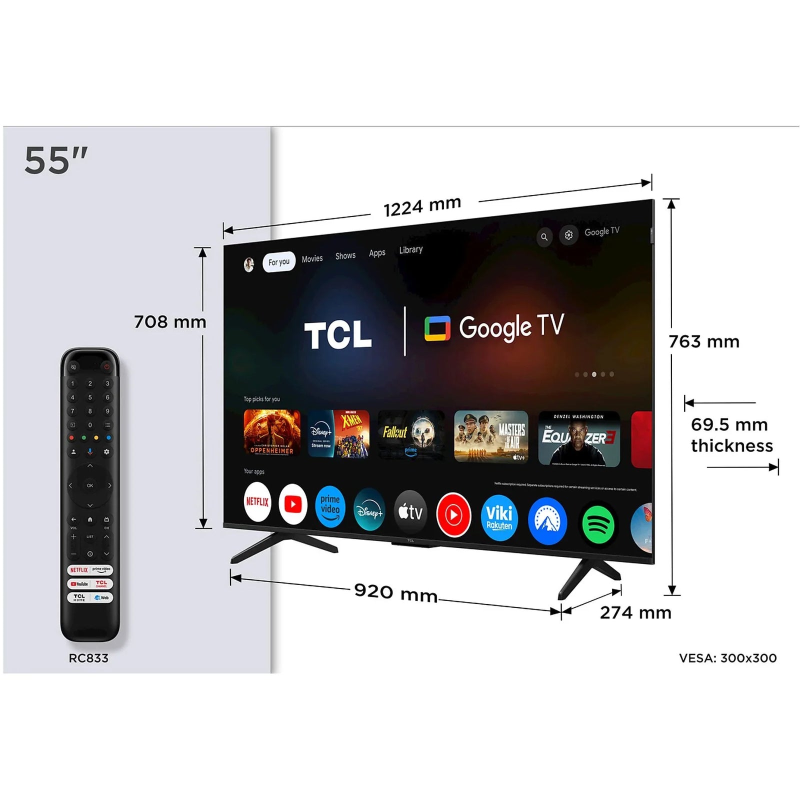 TCL 55P7K TV QLED, 55 ", QLED 4K